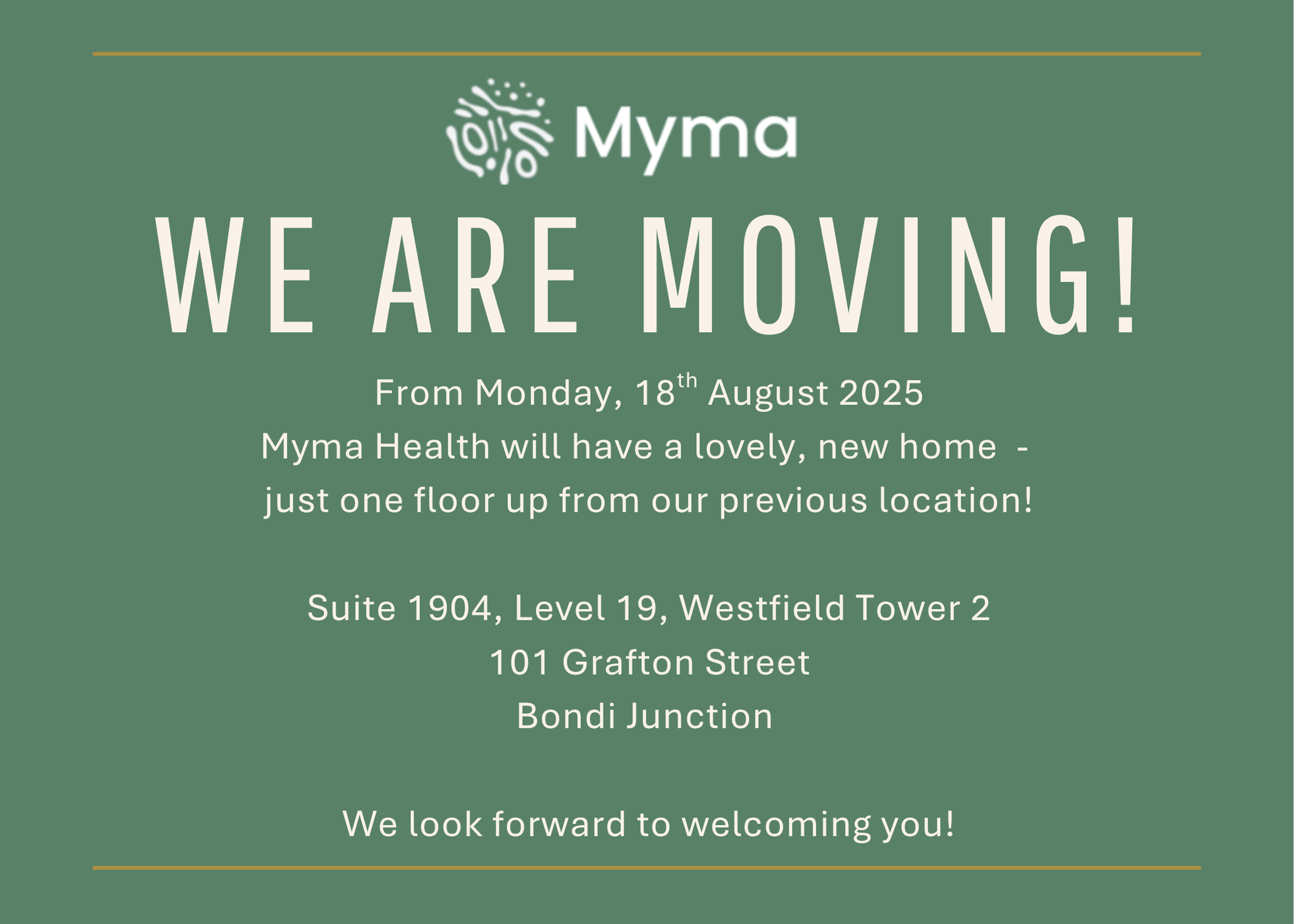 Myma Health is moving one floor up